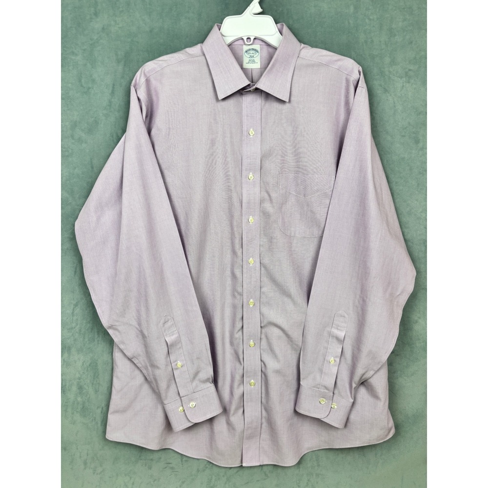 Brooks Brothers 346 Mens 17.5 36/37 Slim Fit Non-Iron Cotton Shirt Purple